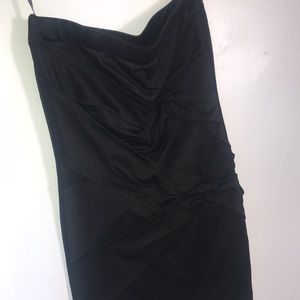 black strapless fitted dress